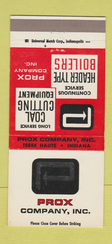 Matchbook Cover - Prox Company Coal Cutting Terre Haute IN 30 Strike