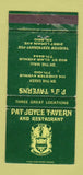 Matchbook Cover - Pat Joyce Tavern Cleveland OH WORN 30 Strike