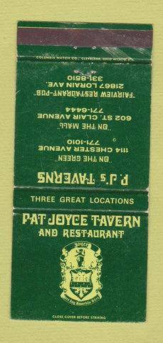 Matchbook Cover - Pat Joyce Tavern Cleveland OH WORN 30 Strike