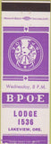 Matchbook Cover - Matchbook Cover Elks Club Lakeview OR