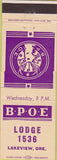 Matchbook Cover - Matchbook Cover Elks Club Lakeview OR