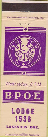 Matchbook Cover - Matchbook Cover Elks Club Lakeview OR
