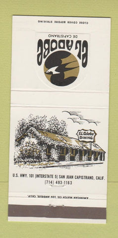Matchbook Cover - El Adobe De Capistrano San Juan Capistrano CA 30 Strike