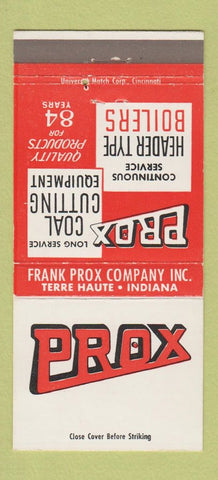Matchbook Cover - Prox Company Coal Cutting Terre Haute IN 30 Strike