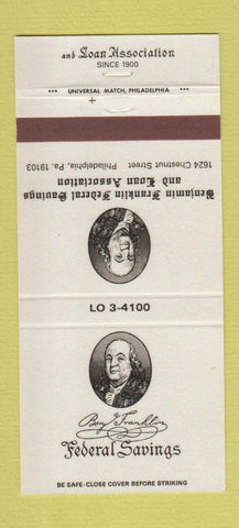 Matchbook Cover - Ben Franklin Federal Savings Philadelphia PA 30 Strike