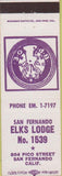 Matchbook Cover - Matchbook Cover Elks Club San Fernando CA