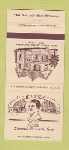 Matchbook Cover - Dixon National Bank IL Ronald Reagan 30 Strike