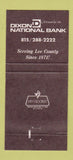 Matchbook Cover - Dixon National Bank IL Ronald Reagan 30 Strike
