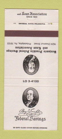 Matchbook Cover - Ben Franklin Federal Savings Philadelphia PA 30 Strike