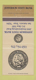 Matchbook Cover - Jefferson State Bank San Antonio TX Thomas 30 Strike