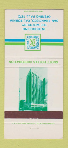 Matchbook Cover - Knott Hotels Westbury San Francisco CA 1972 30 Strike