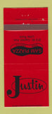 Matchbook Cover - Justin Boots Sam Piazza Shoes Little Rock AR 30 Strike
