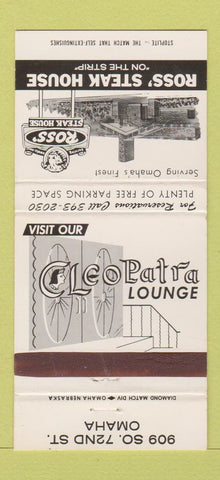 Matchbook Cover - Ross' Steak House Omaha NE Cleopatra Lounge 30 Strike