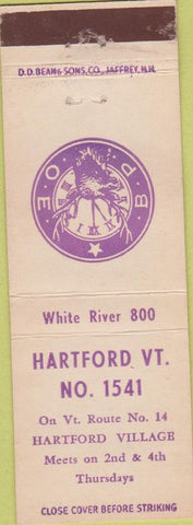 Matchbook Cover - Matchbook Cover Elks Club Hartford VT