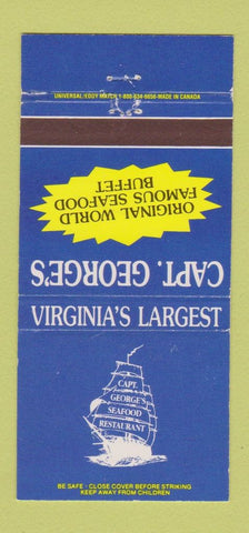 Matchbook Cover - Captain George's Seafood Virginia Beach Hampton VA 30 Strike