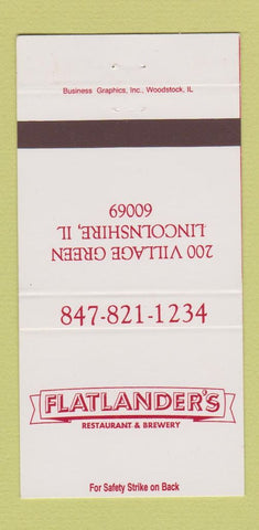 Matchbook Cover - Flatlander's Restaurant Brewery Lincolnshire IL 30 Strike
