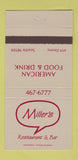 Matchbook Cover - Miller's Restaurant Seattle WA 30 Strike