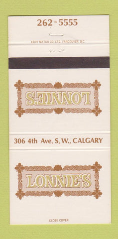 Matchbook Cover - Lonnie's Calgary AB 30 Strike