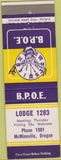 Matchbook Cover - Matchbook Cover Elks Club McMinnville OR