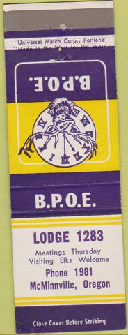 Matchbook Cover - Matchbook Cover Elks Club McMinnville OR