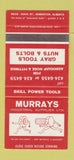 Matchbook Cover - Murrays Industrial Supply Nuts Bolts Edmonton AB 30 Strike