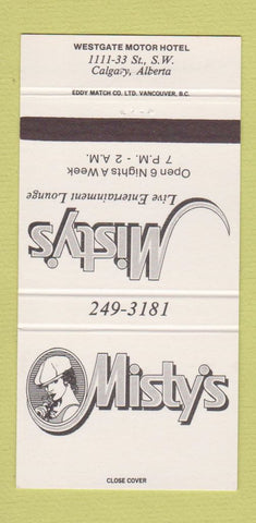 Matchbook Cover - Misty's Lounge Westgate Motor Hotel Calgary AB 30 Strike