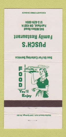 Matchbook Cover - Pusch's Family Restaurant Fairfield OH 30 Strike