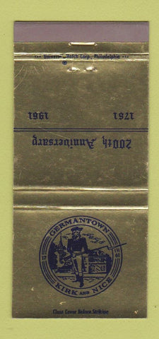 Matchbook Cover - Germantown Kirk Nice 1961 Philadelphia PA Funeral 30 Strike