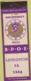 Matchbook Cover - Matchbook Cover Elks Club Lehighton PA