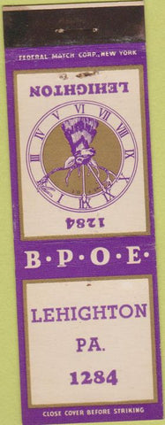 Matchbook Cover - Matchbook Cover Elks Club Lehighton PA
