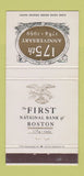 Matchbook Cover - First National Bank Boston MA 1959 30 Strike