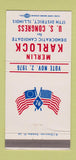 Matchbook Cover - Merlin Karlock Congress Election IL Illinois 1976 30 Strike