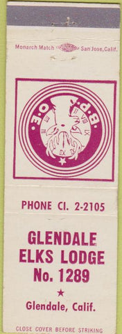 Matchbook Cover - Matchbook Cover Elks Club Glendale CA