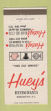Matchbook Cover - Huey's Seafood BBQ Burlington NC 30 Strike