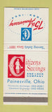 Matchbook Cover - Citizens Savings and Loan Painesville OH 1964 30 Strike