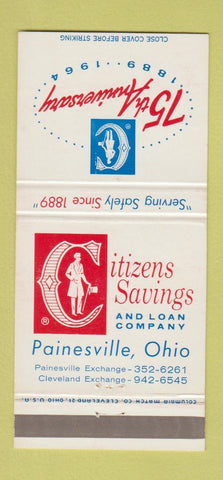Matchbook Cover - Citizens Savings and Loan Painesville OH 1964 30 Strike