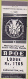 Matchbook Cover - Matchbook Cover Elks Club Farmington MO
