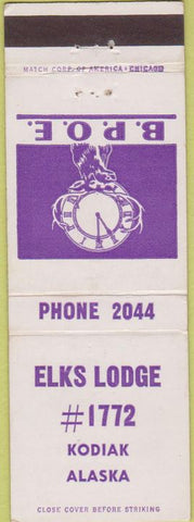 Matchbook Cover - Matchbook Cover Elks Club Kodiak AK