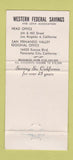 Matchbook Cover - Western Federal Savings Panorama City CA 30 Strike
