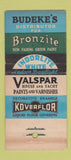 Matchbook Cover - Budeke's Paint Baltimore MD WEAR 21 Strike Feature
