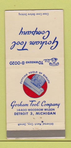Matchbook Cover - Gorham Tool Company Detroit MI 30 Strike