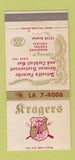 Matchbook Cover - Kragers Detroit MI German WEAR 30 Strike