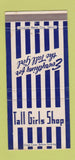 Matchbook Cover - Talls Girls Shop Clothes Detroit Chicago Cleveland 30 Strike
