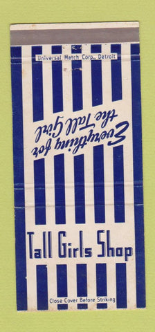 Matchbook Cover - Talls Girls Shop Clothes Detroit Chicago Cleveland 30 Strike