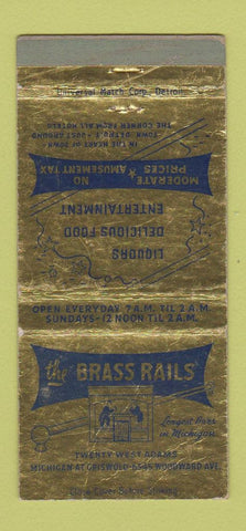 Matchbook Cover - Brass Rails Bar Detroit MI WEAR 30 Strike