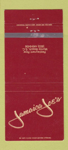 Matchbook Cover - Jamaica Joe's Myrtle Beach SC 30 Strike