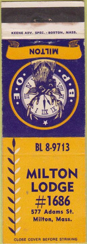 Matchbook Cover - Matchbook Cover Elks Club Milton MA