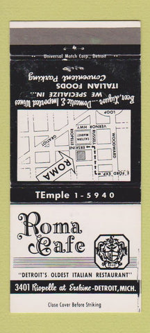Matchbook Cover - Roma Cafe Detroit MI Italian 30 Strike