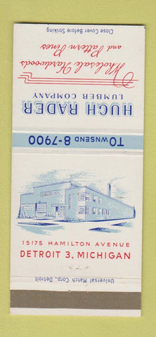 Matchbook Cover - Hugh Rader Lumber Detroit MI 30 Strike