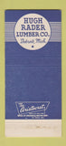 Matchbook Cover - Hugh Rader Lumber Detroit MI 30 Strike
